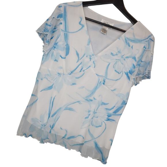 Vintage Bob Mackie Wearable Art Women's Short Sleeve V-Neck Layered Top - Picture 1 of 8